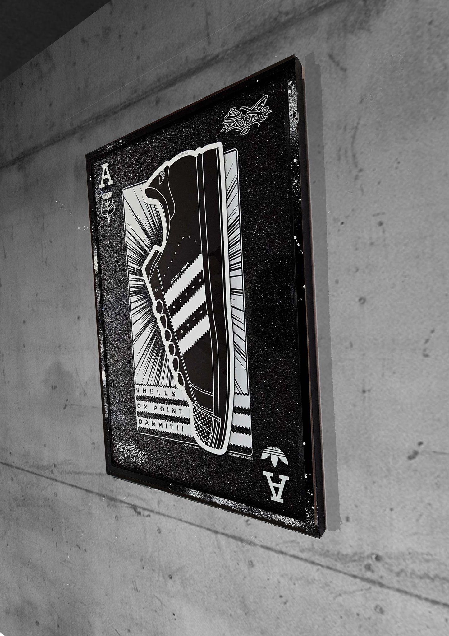 Art Jaz X TSAC - Limited Edition 'Shells On Point' Layered Black Glitter Wall Art