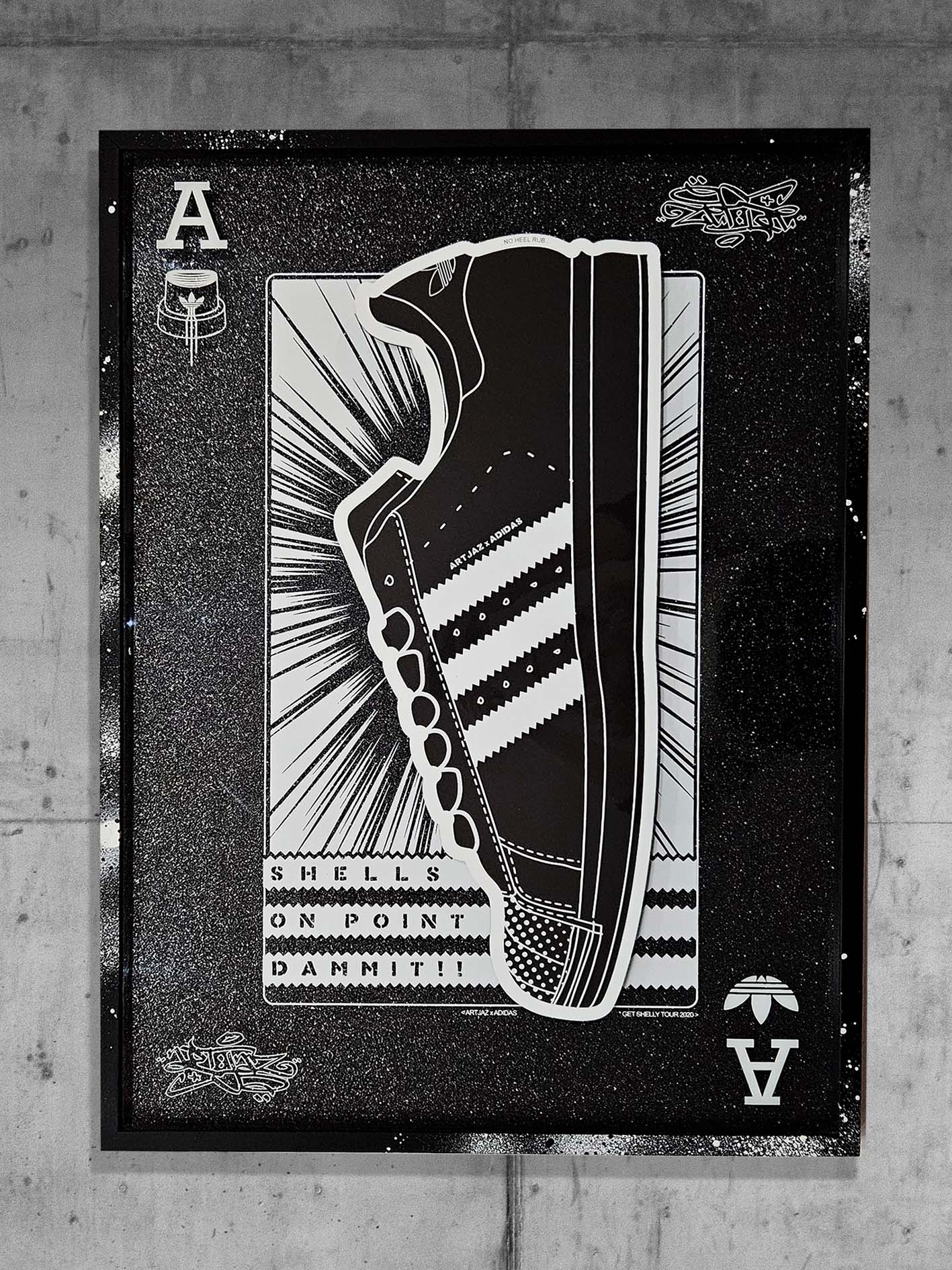 Art Jaz X TSAC - Limited Edition 'Shells On Point' Layered Black Glitter Wall Art