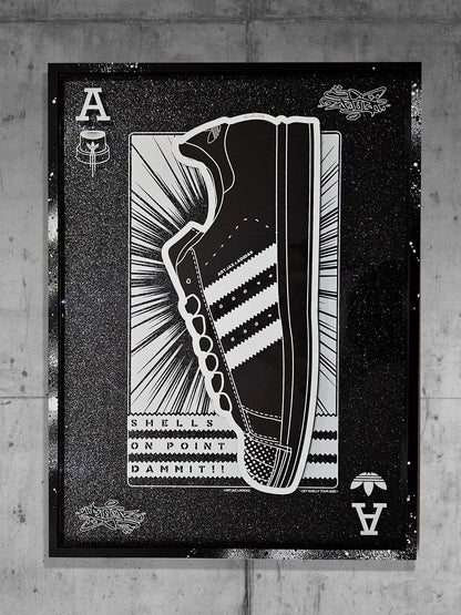 Art Jaz X TSAC - Limited Edition 'Shells On Point' Layered Black Glitter Wall Art
