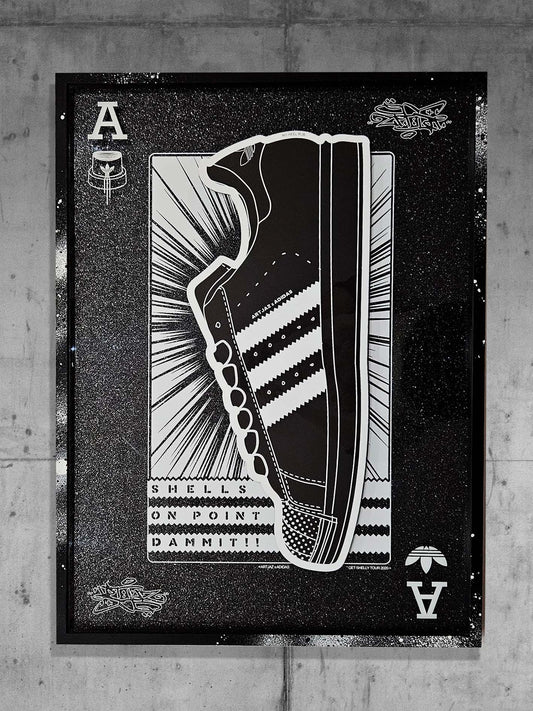 Art Jaz X TSAC - Limited Edition 'Shells On Point' Layered Black Glitter Wall Art