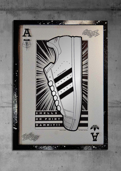 Art Jaz X TSAC - Limited Edition 'Shells On Point' Layered Silver Glitter Wall Art